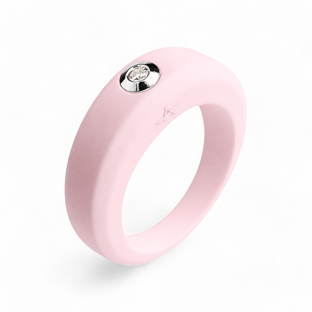 Powder pink silicone ring