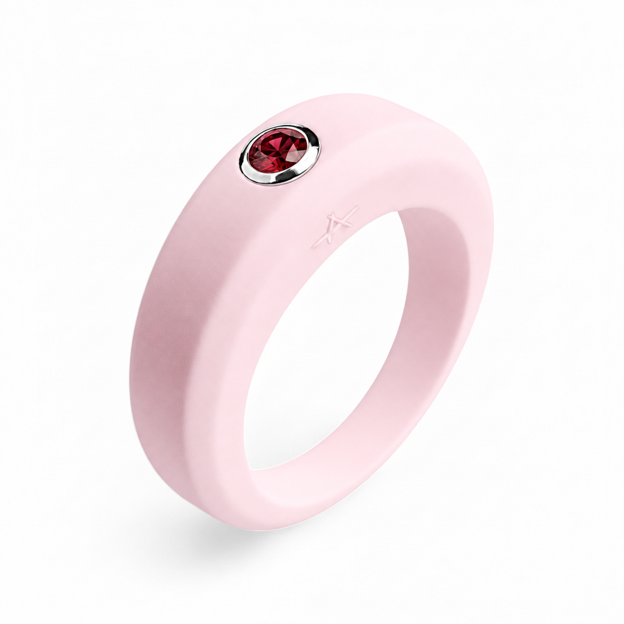 Powder pink silicone ring