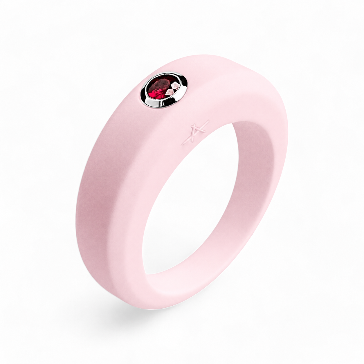 Powder pink silicone ring