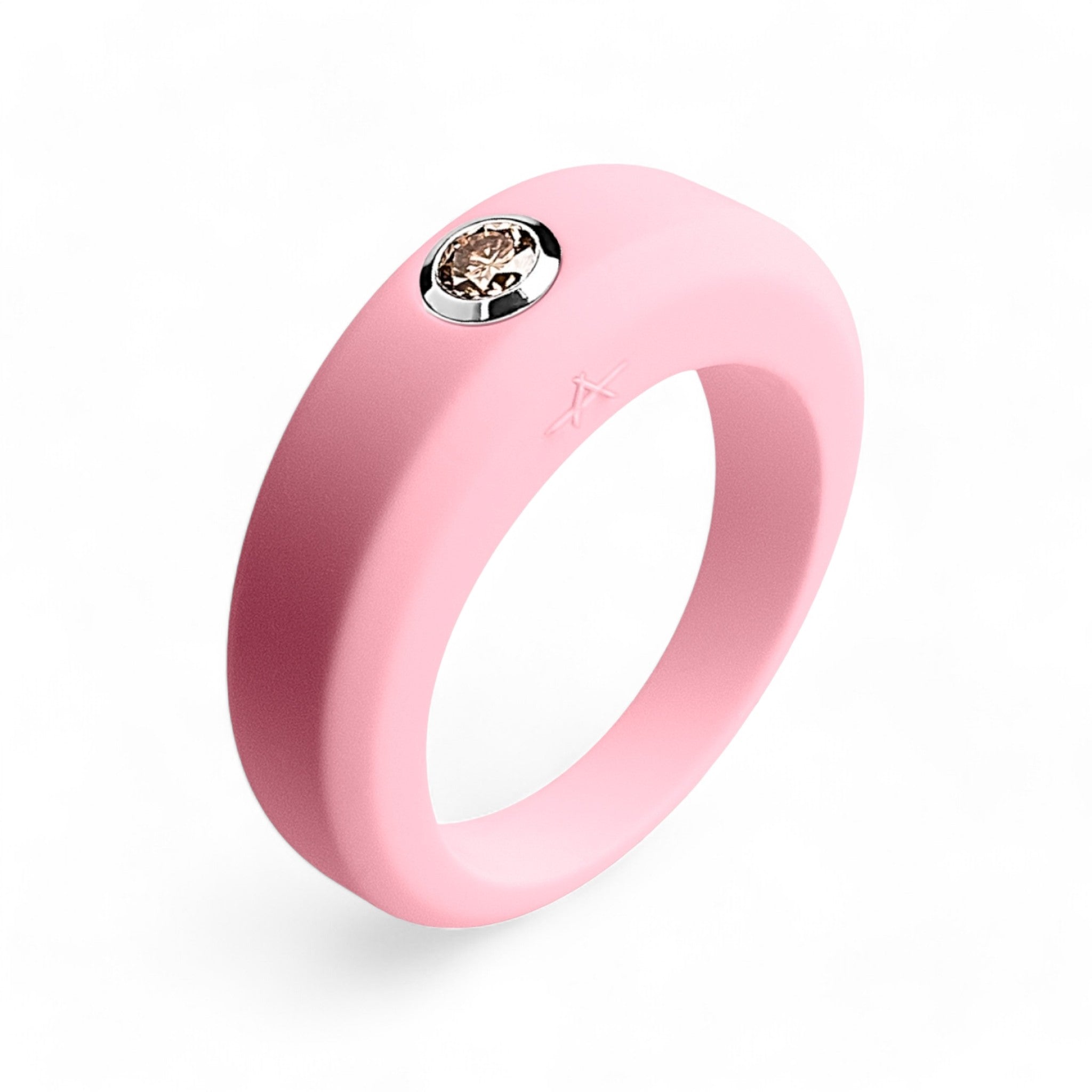 Bague rosé poudré en silicone