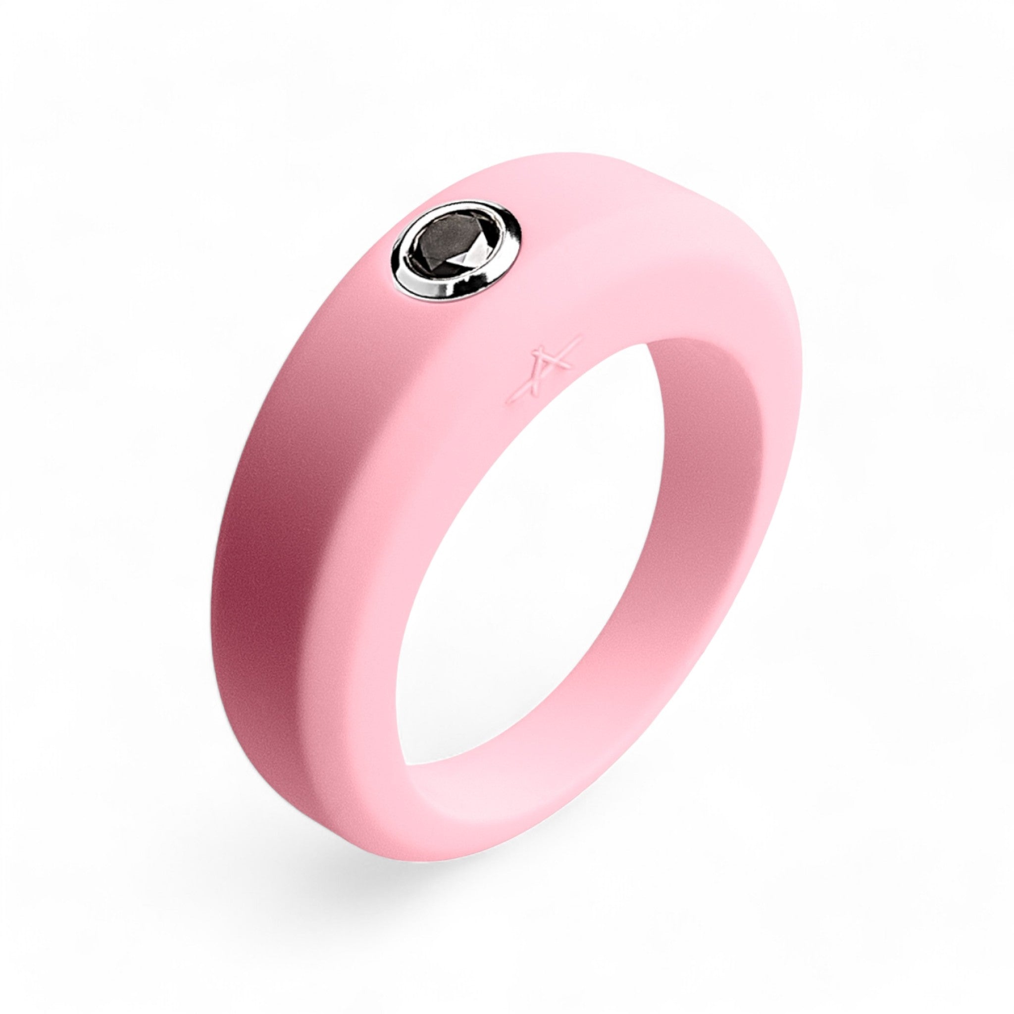 Bague rosé poudré en silicone